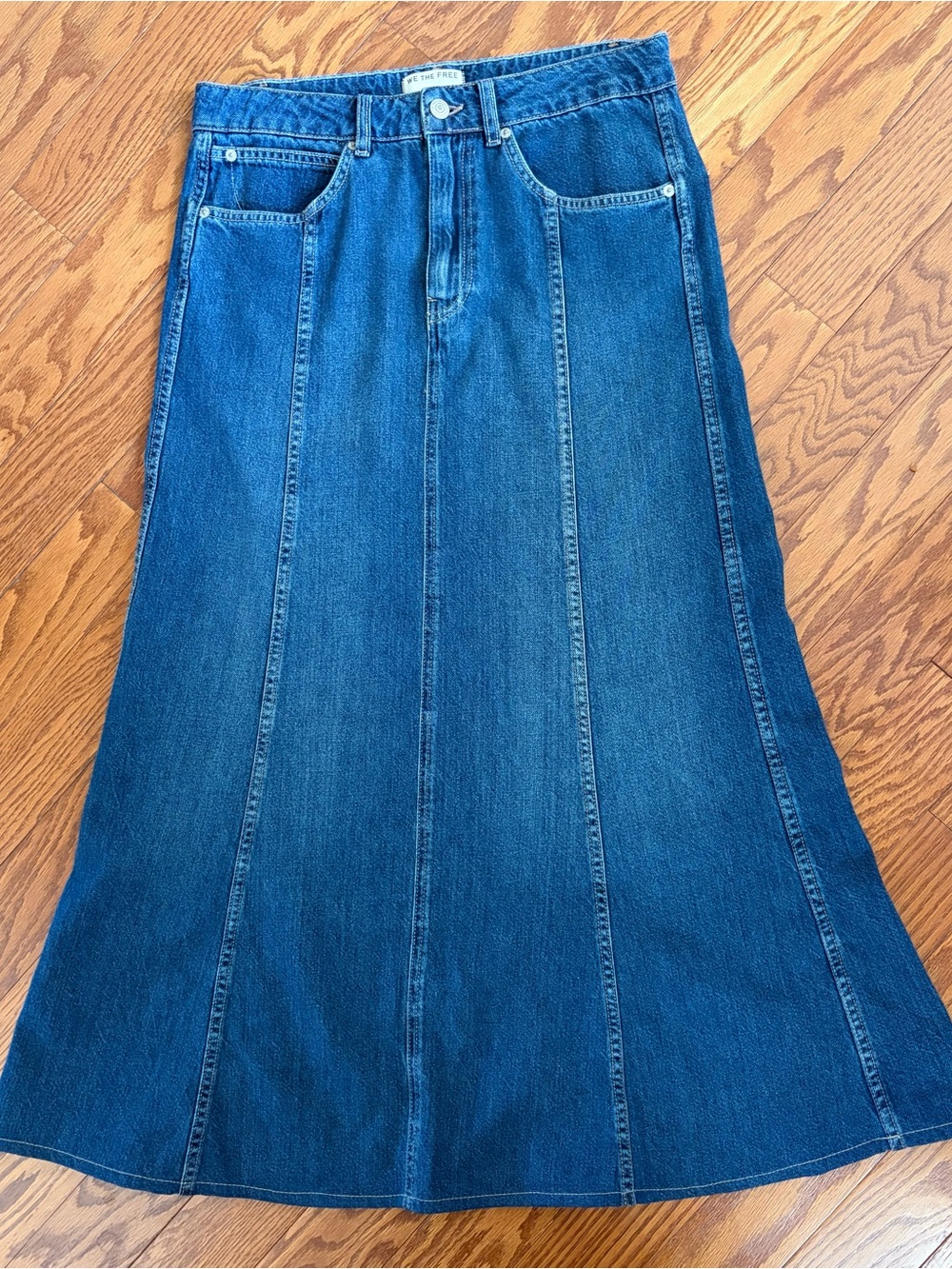 Free people Denim Maxi Skirt sz 28 Jean Skirt